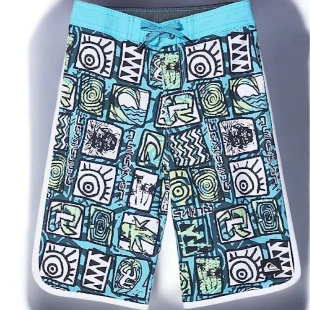 Quiksilver Boys Youth Everyday Scallop 17 Boardshorts Big Kids Blue NEW 30/16 XL